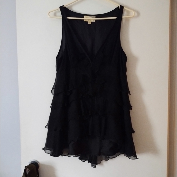 Elizabeth & James The Row Black Silk Tiered Ruffles Top M - Picture 1 of 5